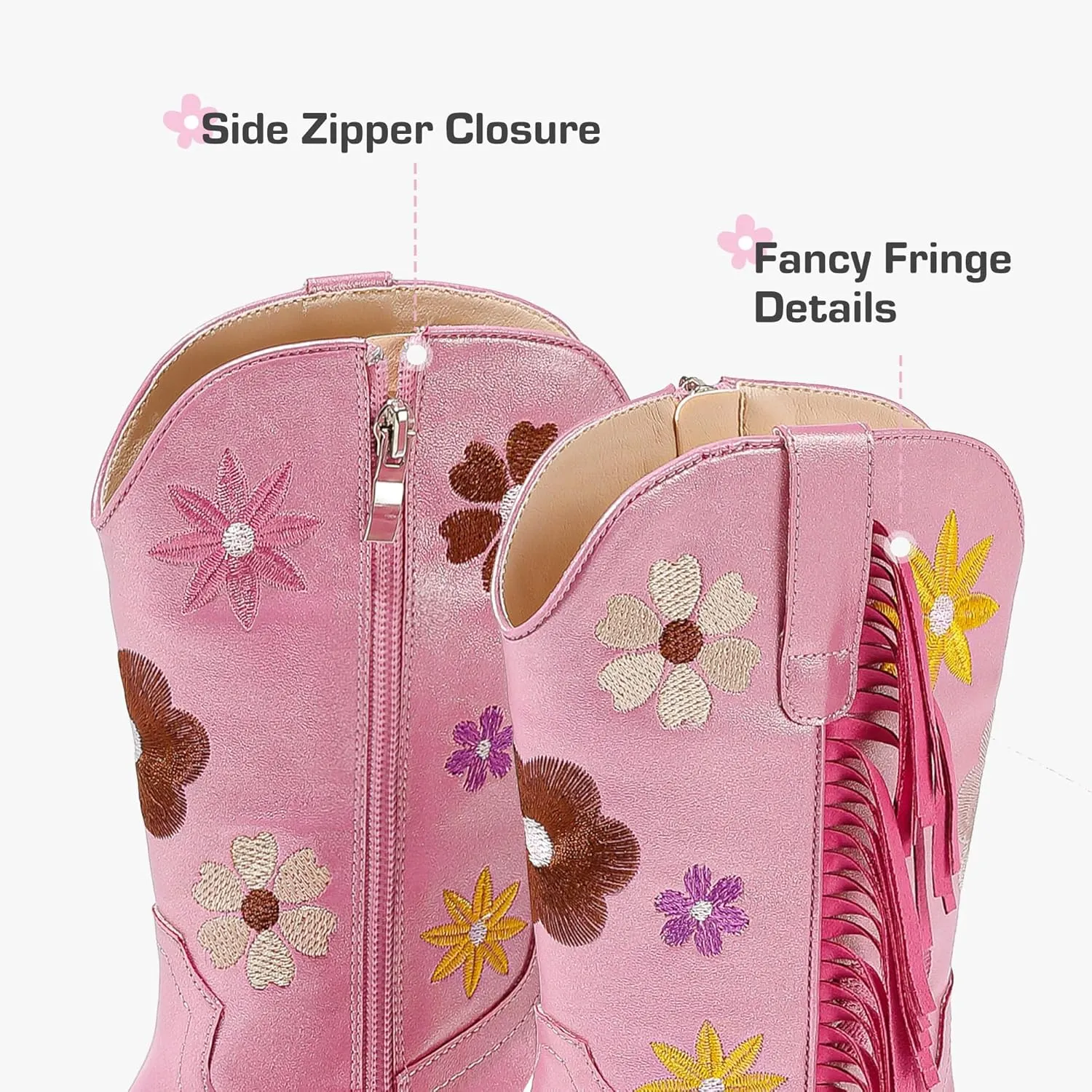Girls Cowboy Boots Toddler Cowgirl Floral Embroidered Fringe Little Kids Western Boots Girl Riding Boot Birthday Party