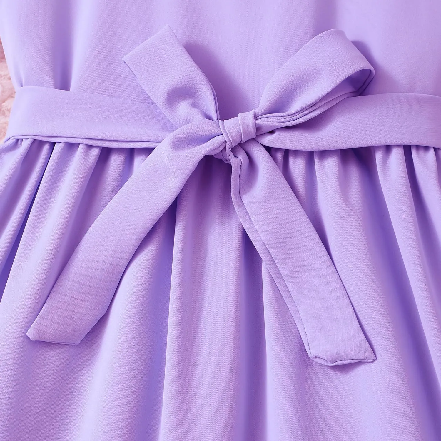 Girls Dresses Double Layer Ruffle Sleeve Dress Casual Summer Elegant A-Line Flowy Dresses 6-14 Years