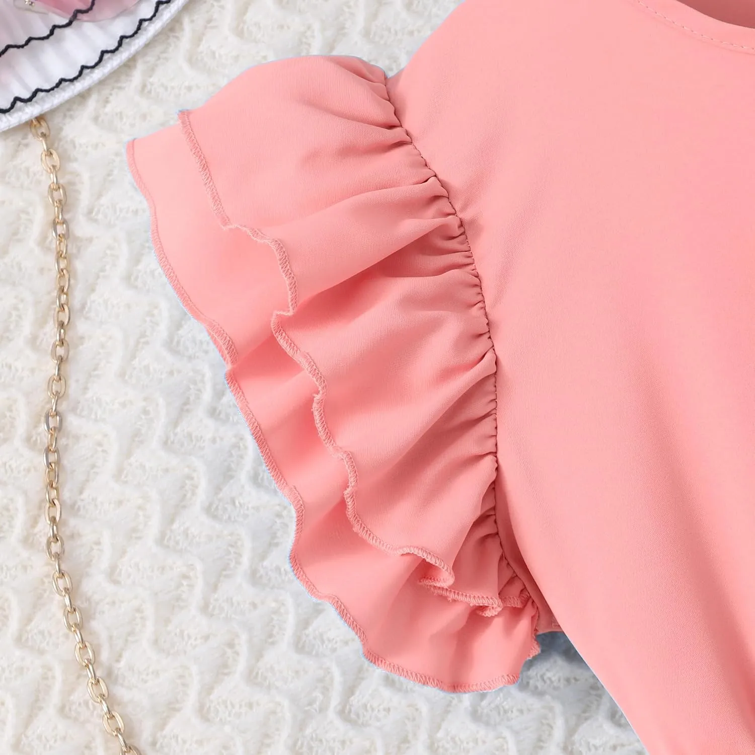 Girls Dresses Double Layer Ruffle Sleeve Dress Casual Summer Elegant A-Line Flowy Dresses 6-14 Years