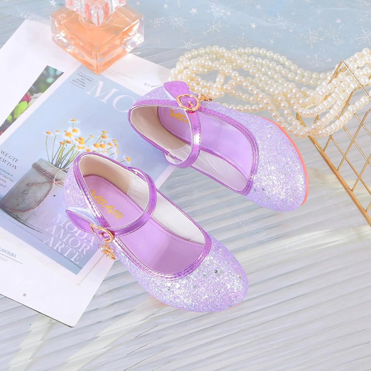 Girls Flats Sparkle Party Mary Jane Princess Dress Shoes