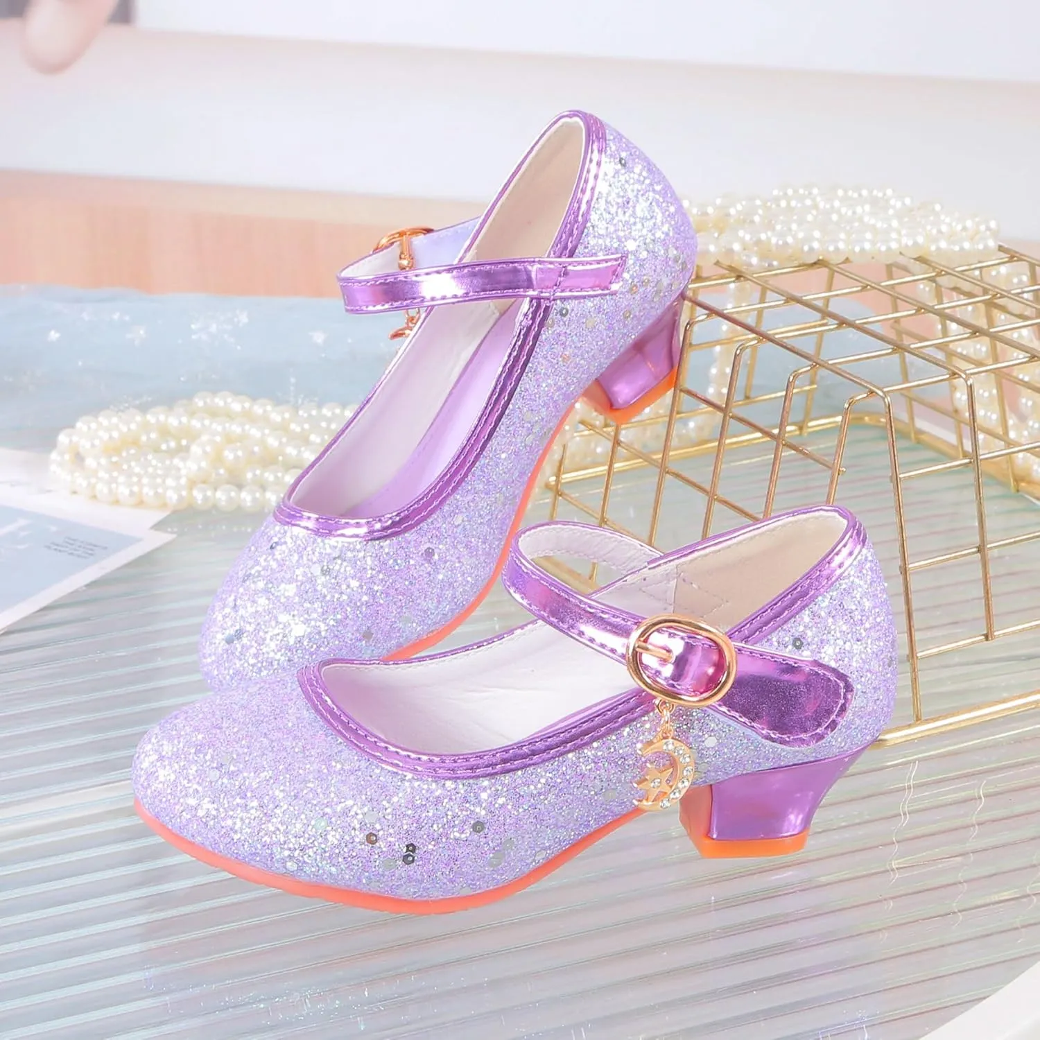 Girls Flats Sparkle Party Mary Jane Princess Dress Shoes