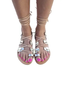 Gold Tie Up Greek Leather sandals, Greek Leather Sandals, Handmade Sandals, Tie up Gladiator Sandals,Lace up sandals,Handmade Greek Sandals,Flats