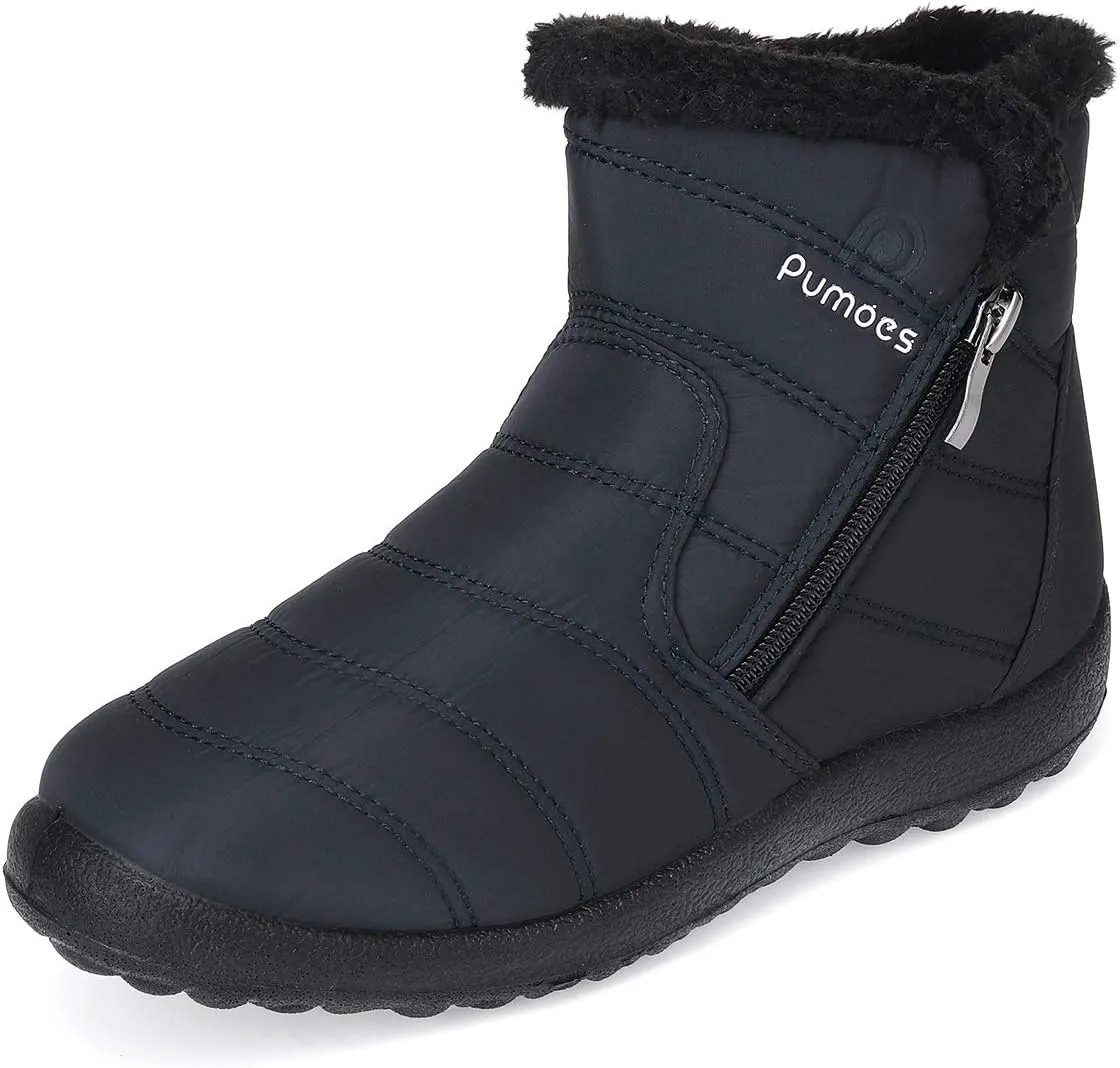 gracosy Warm Snow Boots Outdoor for Women, Winter Warm Boots Women Anti-Slip Winter Bootie Fur Lined Warm Ankle Boots Waterproof Slip on Outdoor Shoes