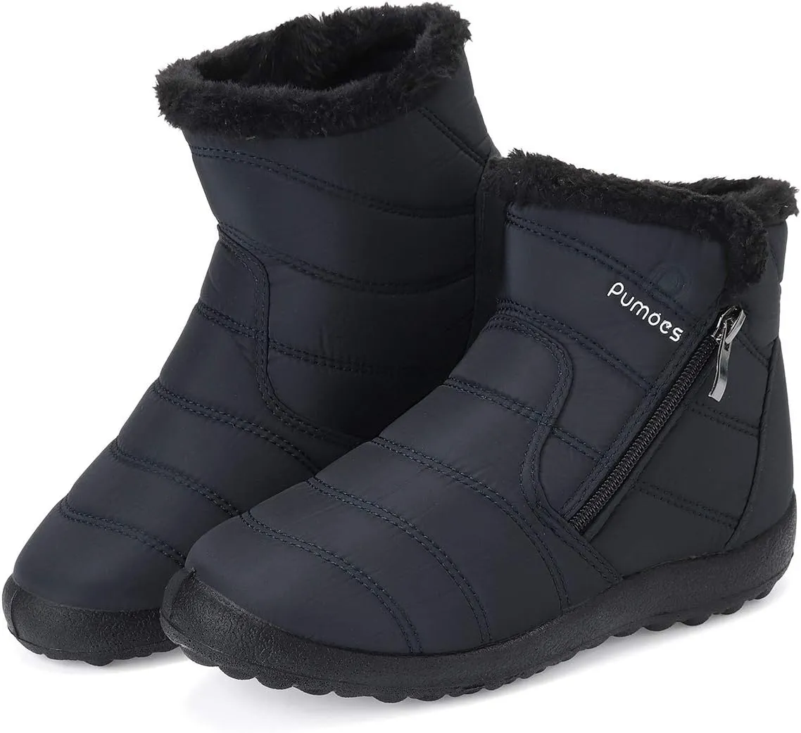gracosy Warm Snow Boots Outdoor for Women, Winter Warm Boots Women Anti-Slip Winter Bootie Fur Lined Warm Ankle Boots Waterproof Slip on Outdoor Shoes