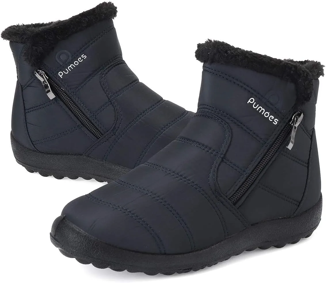 gracosy Warm Snow Boots Outdoor for Women, Winter Warm Boots Women Anti-Slip Winter Bootie Fur Lined Warm Ankle Boots Waterproof Slip on Outdoor Shoes