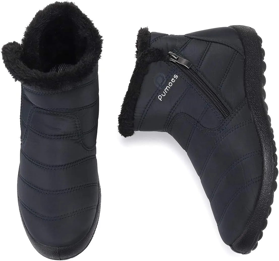 gracosy Warm Snow Boots Outdoor for Women, Winter Warm Boots Women Anti-Slip Winter Bootie Fur Lined Warm Ankle Boots Waterproof Slip on Outdoor Shoes
