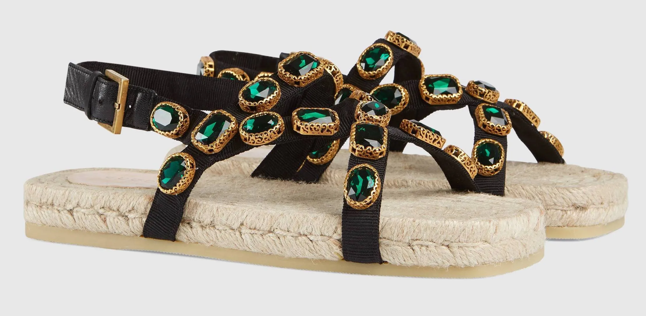 Grosgrain Espadrille Sandal with Crystals