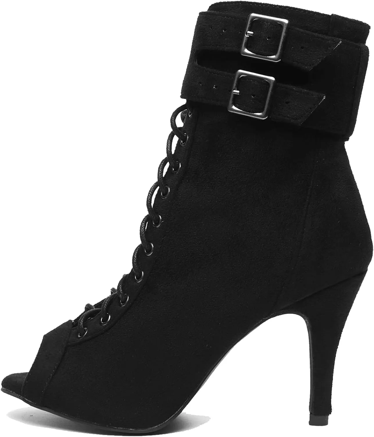 Hanfike Womens Peep Toe Boot Lace-up Fashion Party Booties Heels
