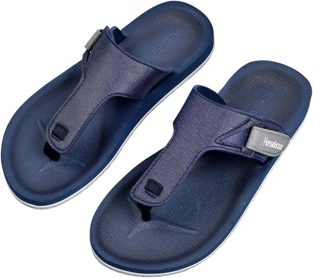 Harssidanzar Men Flip-Flops Flat Indoor Outdoor Summer Beach Thong Slip on Sandals KM235US