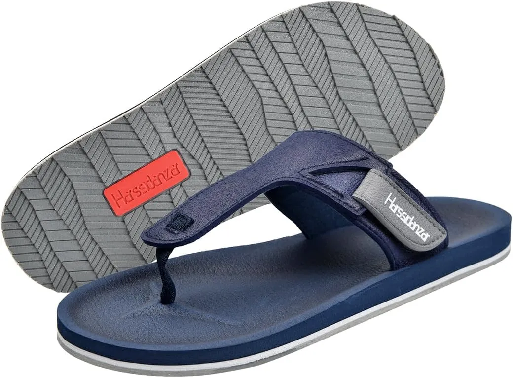Harssidanzar Men Flip-Flops Flat Indoor Outdoor Summer Beach Thong Slip on Sandals KM235US
