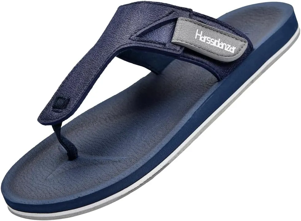 Harssidanzar Men Flip-Flops Flat Indoor Outdoor Summer Beach Thong Slip on Sandals KM235US