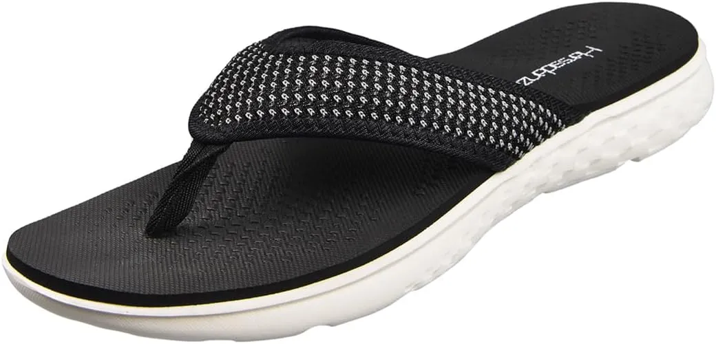 Harssidanzar Men Flip Flops Sport Sandals With Arch Support Thong Lightweight Summer Beach Sandals KM240US