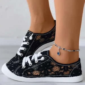 Hbeylia Lace Floral Embroidered Loafers for Women Retro Slip On Low Top Loafers for Women Ladies Fashion Casual Breathable Cloth Dressy Shoes Comfort Play Sneakers Canvas Shoes