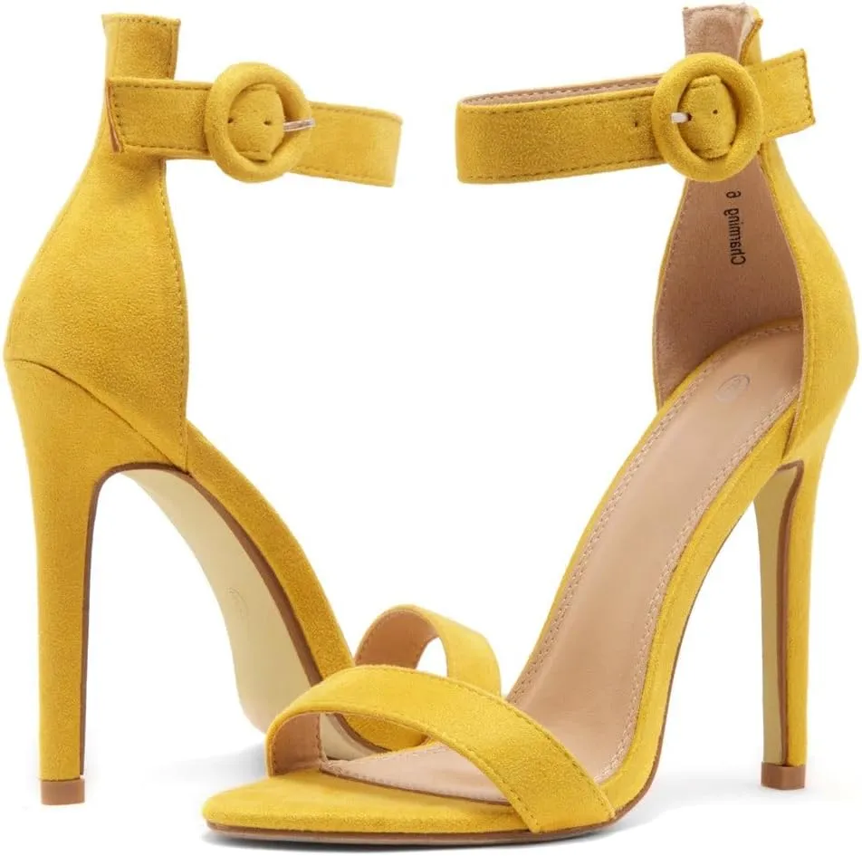 Herstyle Charming Women’s Heeled Dress Sandals Open Toe Ankle Strap High Stiletto Wedding Party Pump Shoes