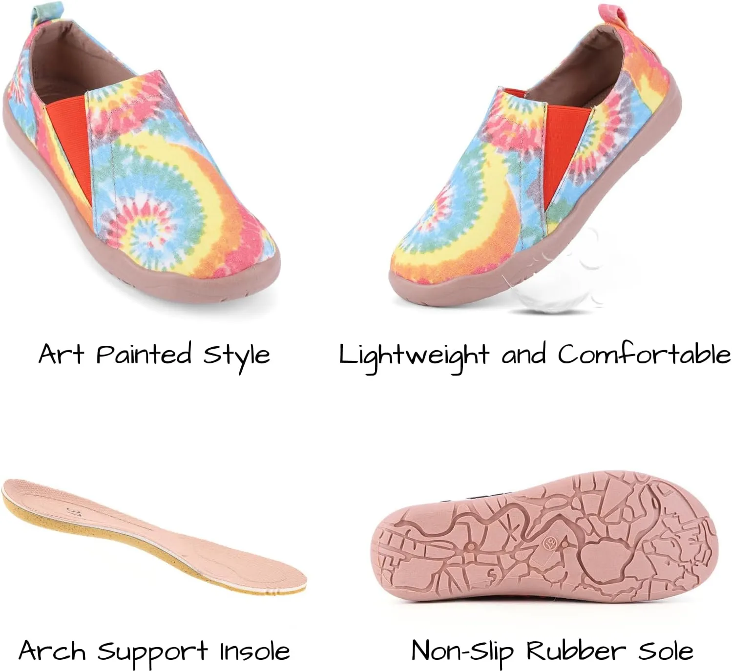HiGropcore Women's Art Painted Casual Loafers Slip On Canvas Walking Shoes Comfortable Lightweight Ladies Travel Shoes