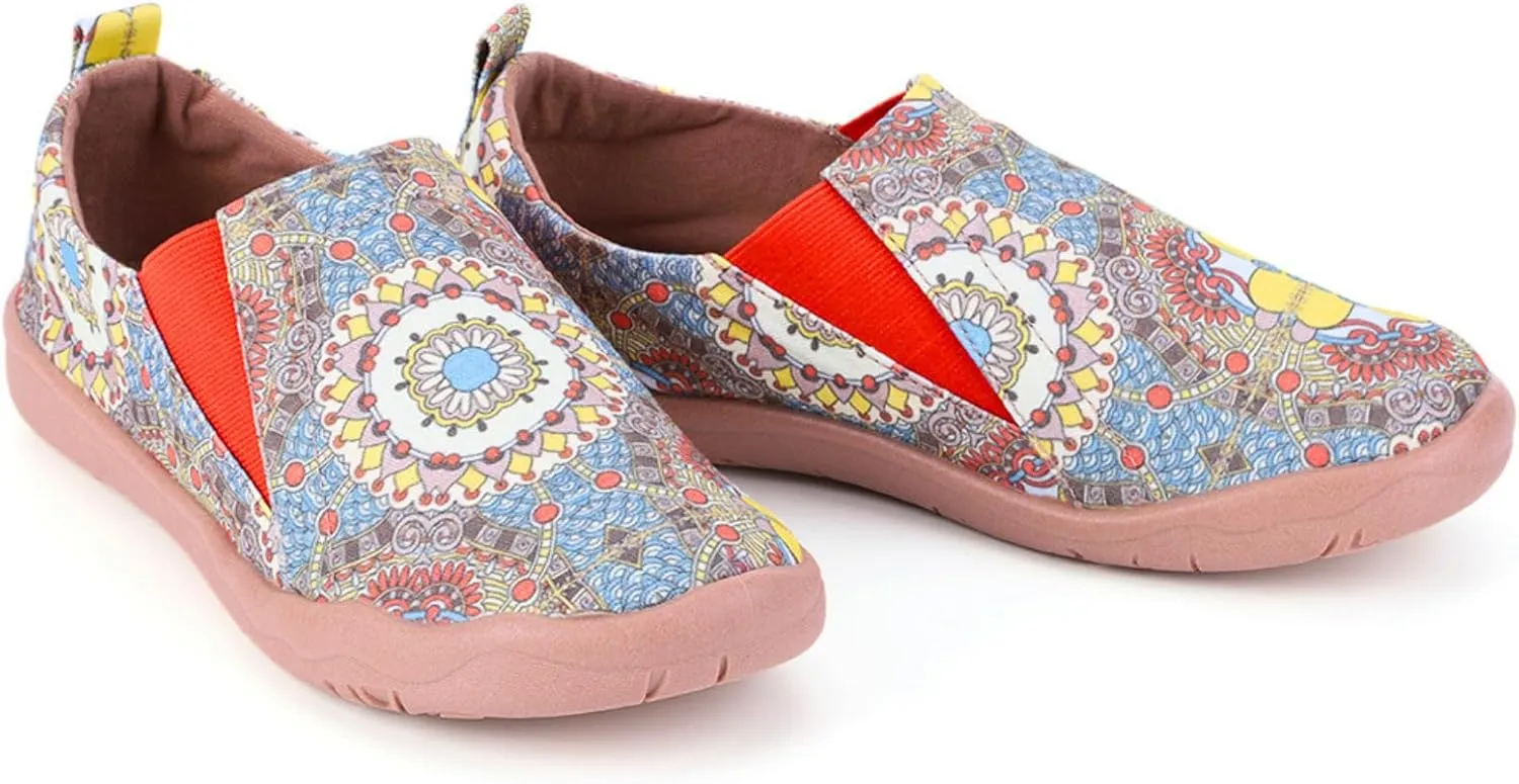HiGropcore Women's Art Painted Casual Loafers Slip On Canvas Walking Shoes Comfortable Lightweight Ladies Travel Shoes