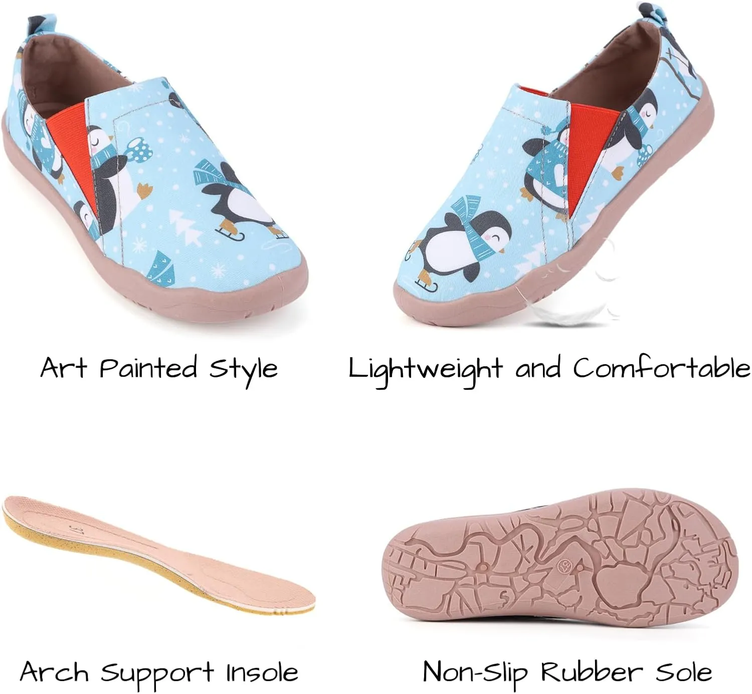 HiGropcore Women's Art Painted Casual Loafers Slip On Canvas Walking Shoes Comfortable Lightweight Ladies Travel Shoes