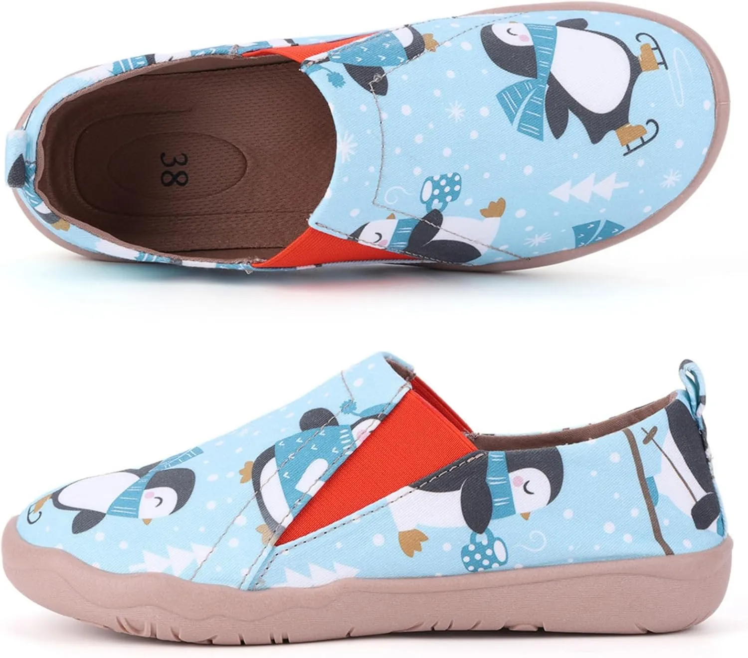 HiGropcore Women's Art Painted Casual Loafers Slip On Canvas Walking Shoes Comfortable Lightweight Ladies Travel Shoes