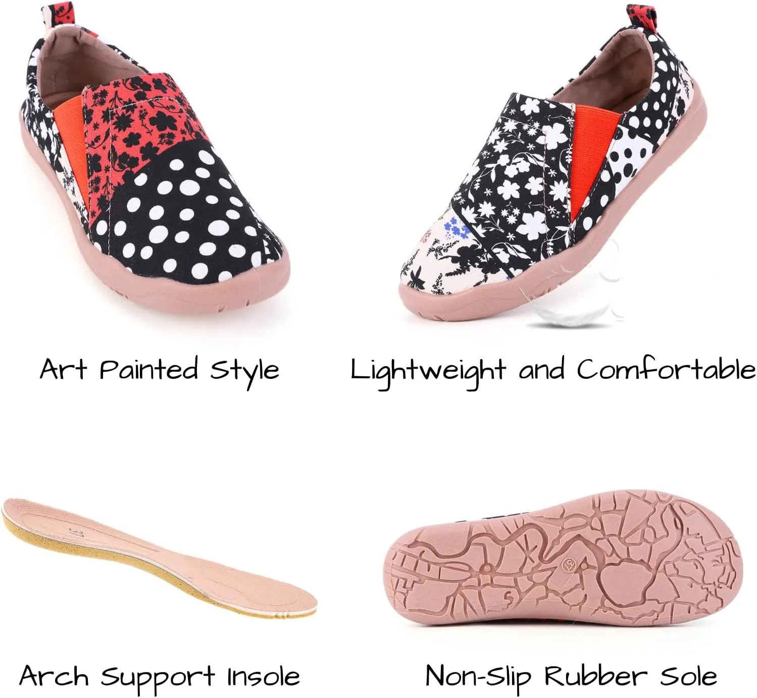 HiGropcore Women's Art Painted Casual Loafers Slip On Canvas Walking Shoes Comfortable Lightweight Ladies Travel Shoes
