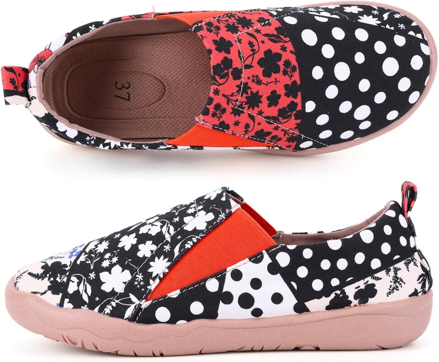 HiGropcore Women's Art Painted Casual Loafers Slip On Canvas Walking Shoes Comfortable Lightweight Ladies Travel Shoes