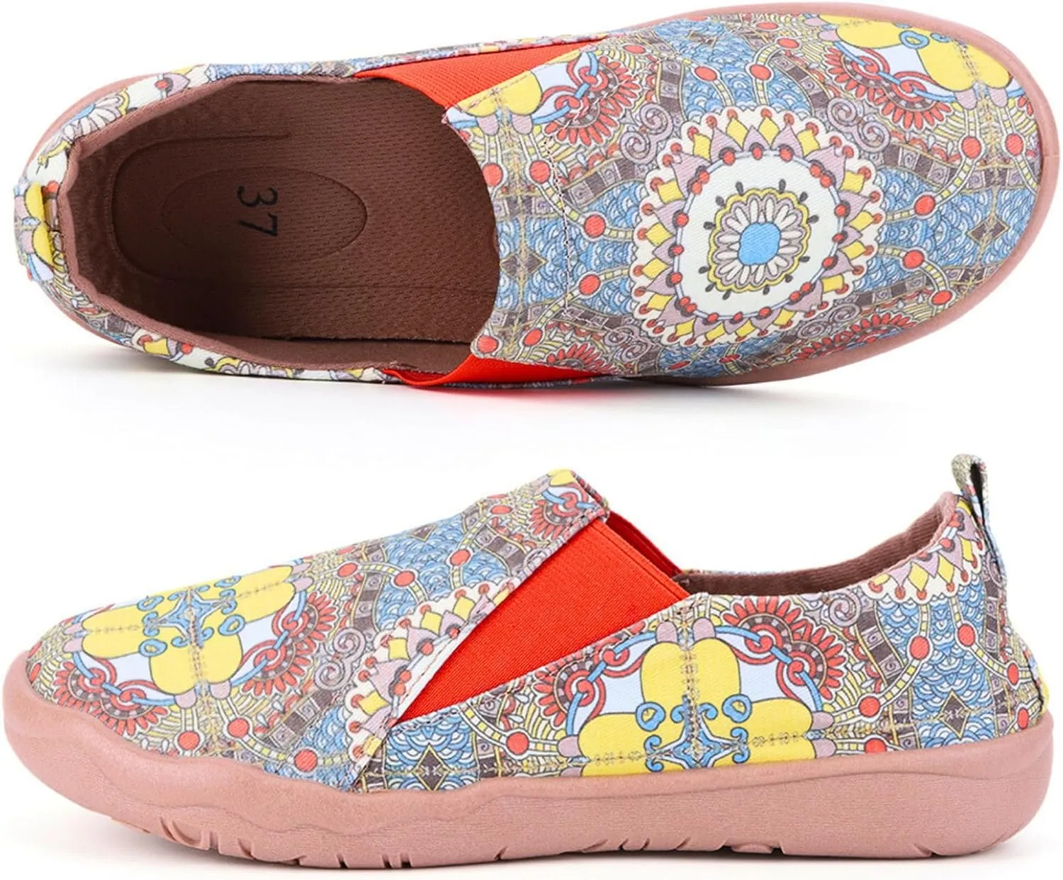HiGropcore Women's Art Painted Casual Loafers Slip On Canvas Walking Shoes Comfortable Lightweight Ladies Travel Shoes