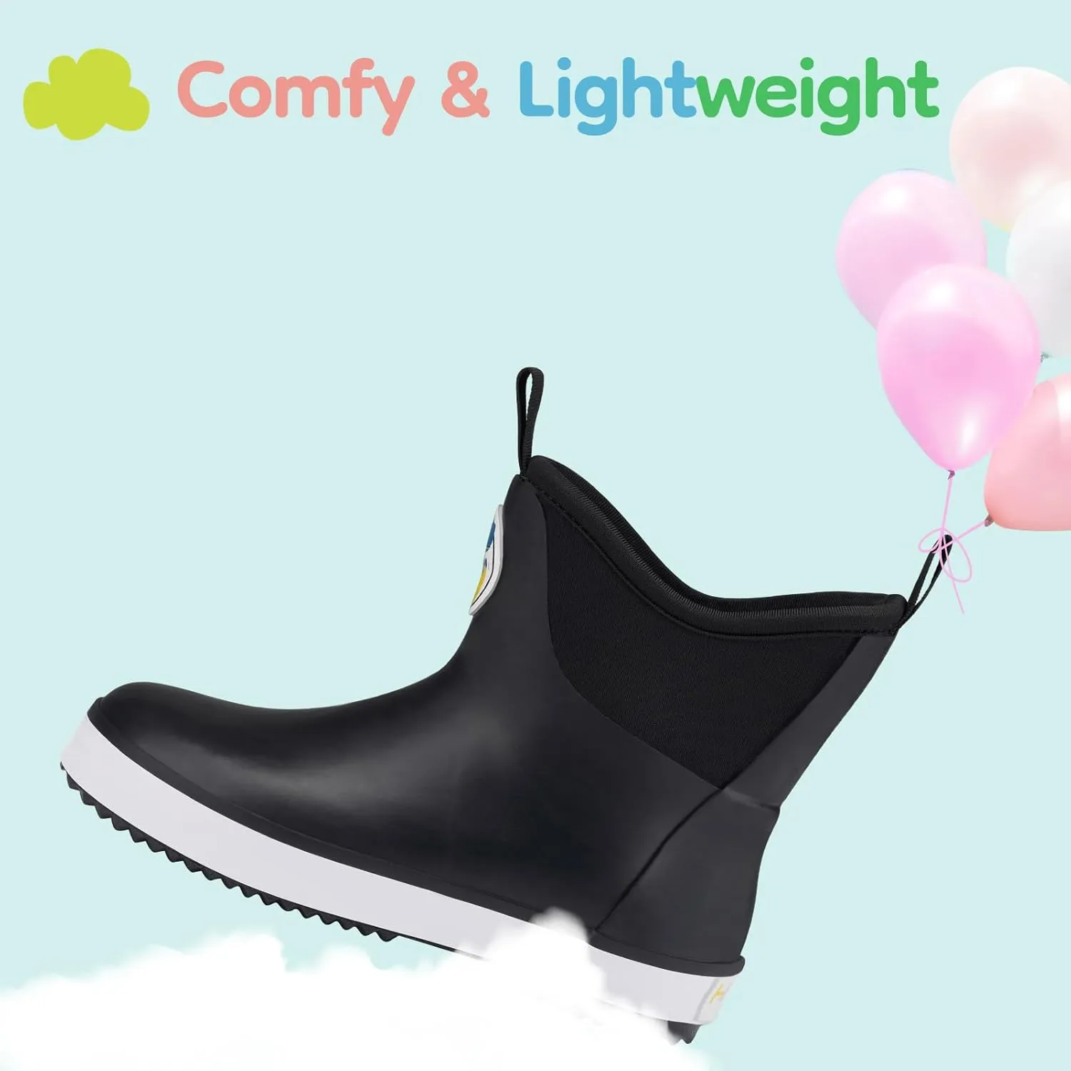 HISEA Kid's Deck Boots Waterproof Lightweight Ankle Rain Boots for Boys Girls Rubber Boots Non-slip Child Rain Shoes