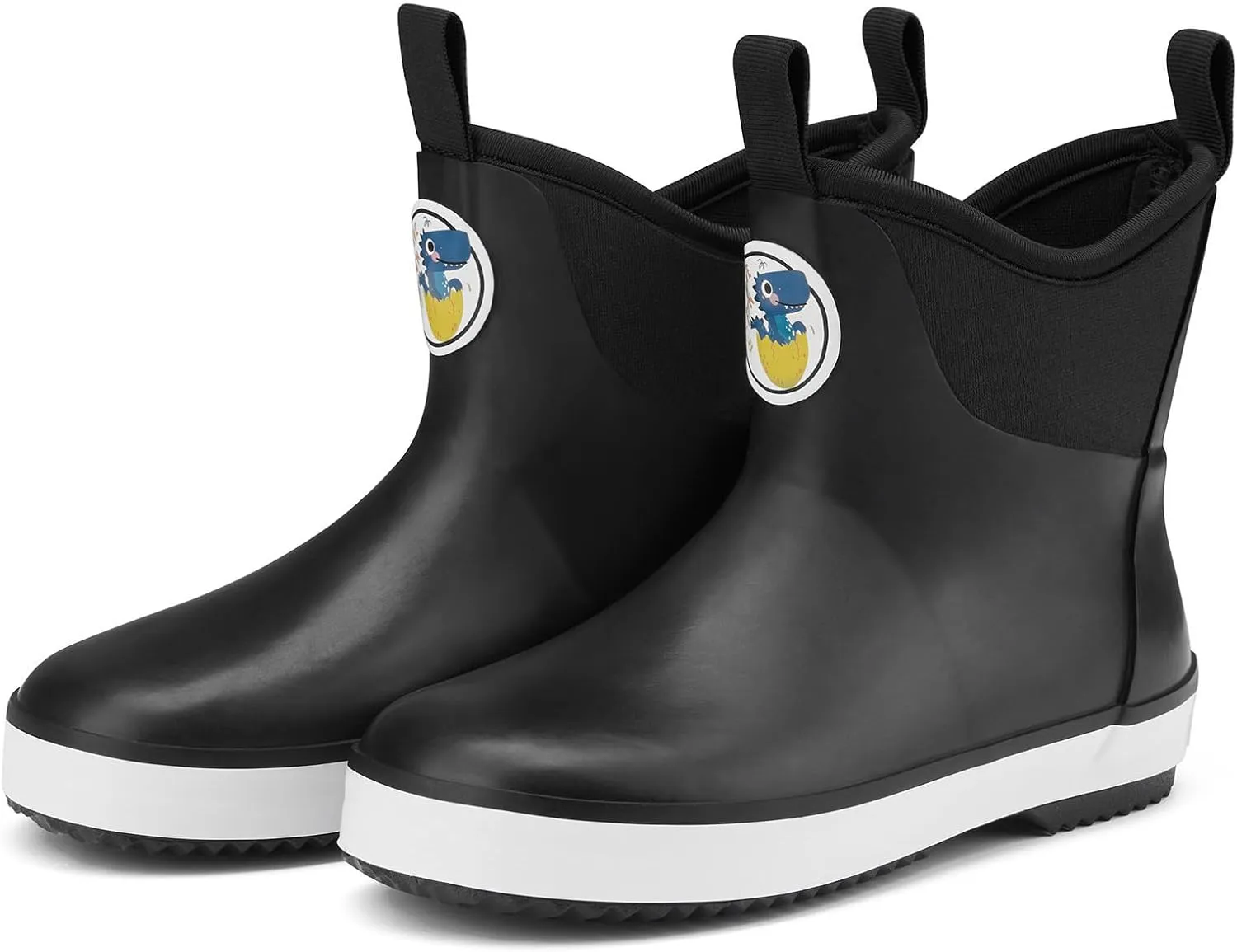 HISEA Kid's Deck Boots Waterproof Lightweight Ankle Rain Boots for Boys Girls Rubber Boots Non-slip Child Rain Shoes