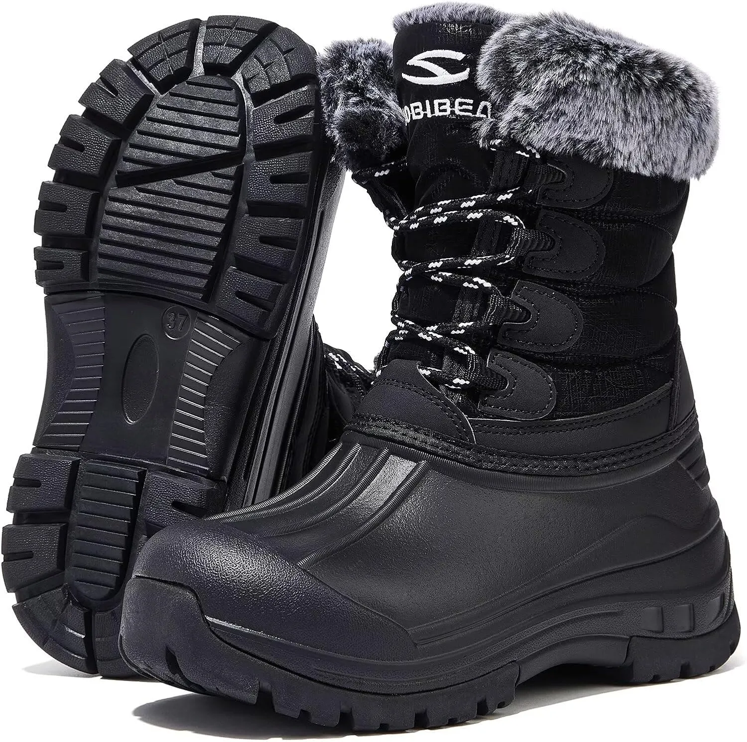 HOBIBEAR Women's Waterproof Winter Snow Boots Lightweight Anti-Slip Warm Outdoor Mid-Calf Booties
