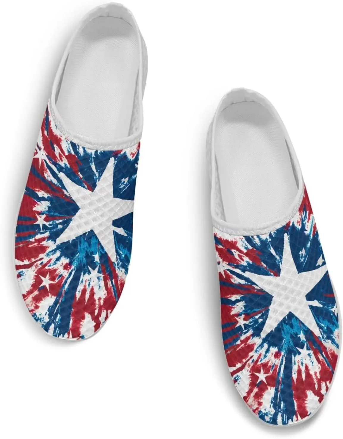 Howilath American Flag Print Women Mules Shoes Slip on Shoes Arch Support Garden Clogs Mesh Loafers with EVA Sole