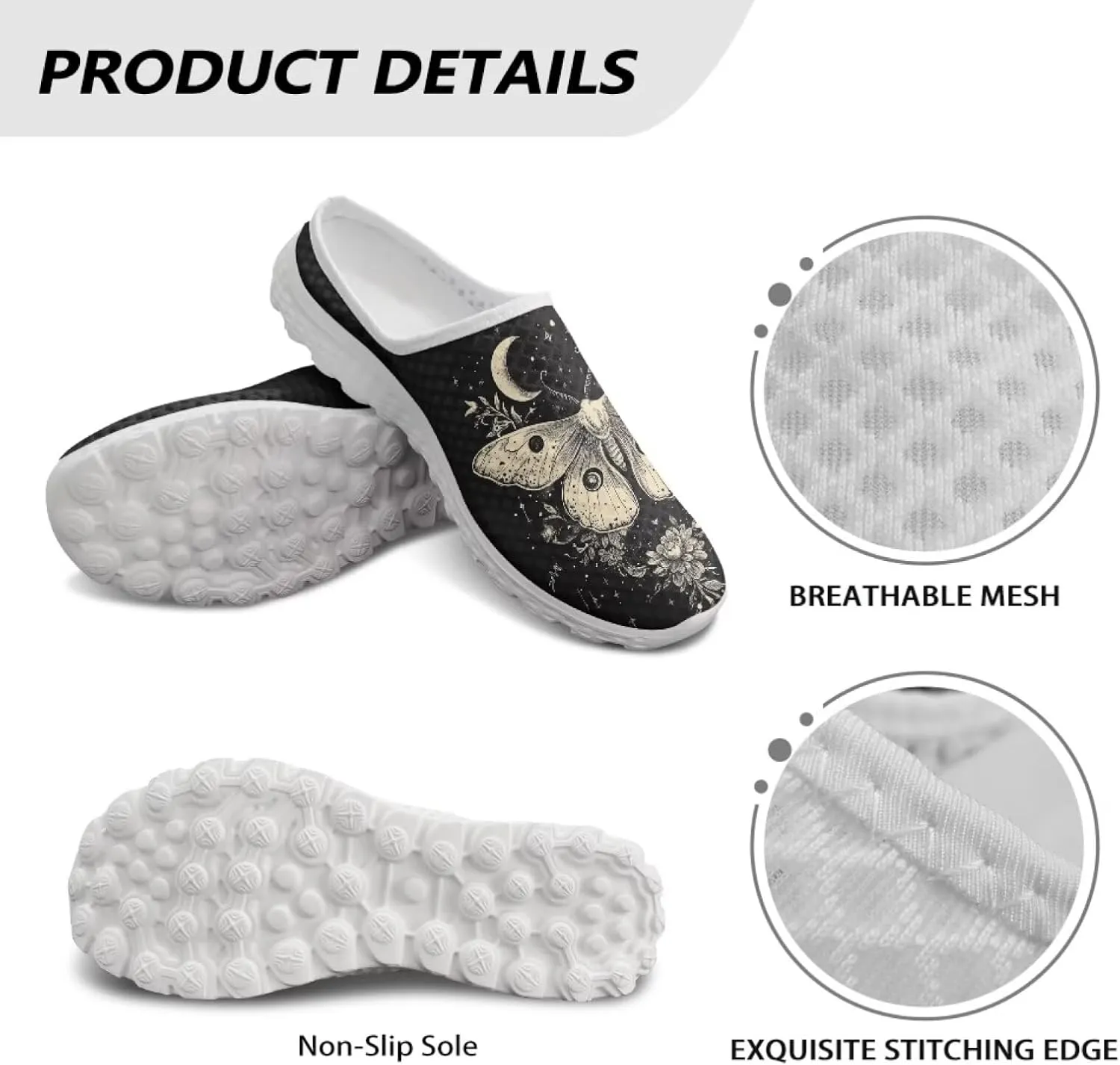 Howilath Butterfly & Dragonfly Mule Tennis Shoes for Women Anti-Slip Mule Sneakers Slip on Tennis Shoes Casual Loafers