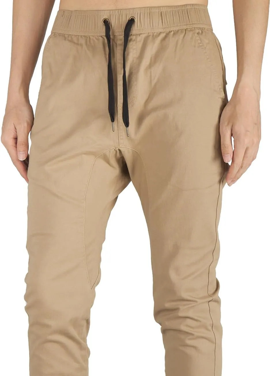 ITALYMORN Khaki Chino Joggers for Men Twill Stretch Casual Pants with Pockets