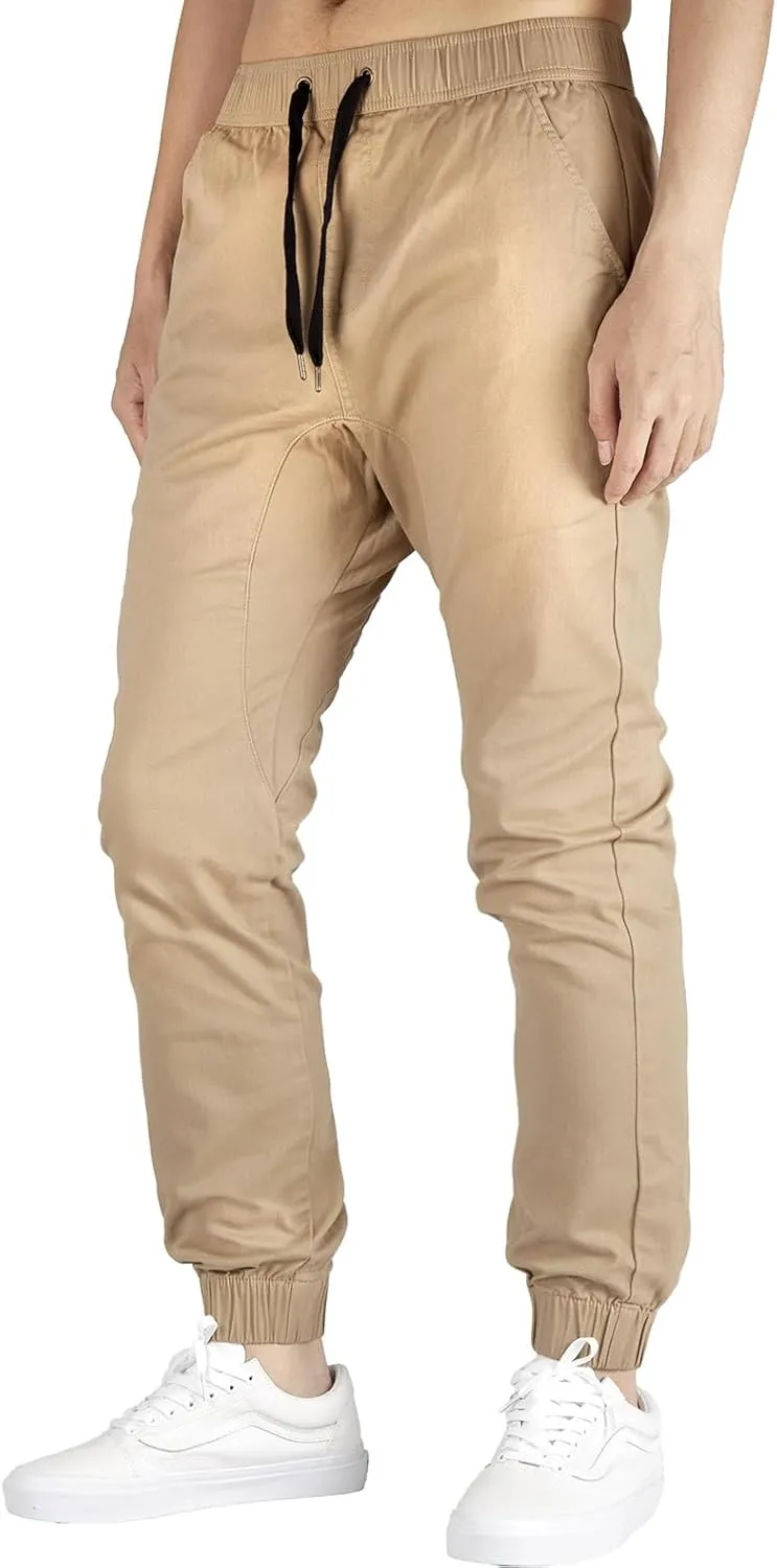 ITALYMORN Khaki Chino Joggers for Men Twill Stretch Casual Pants with Pockets