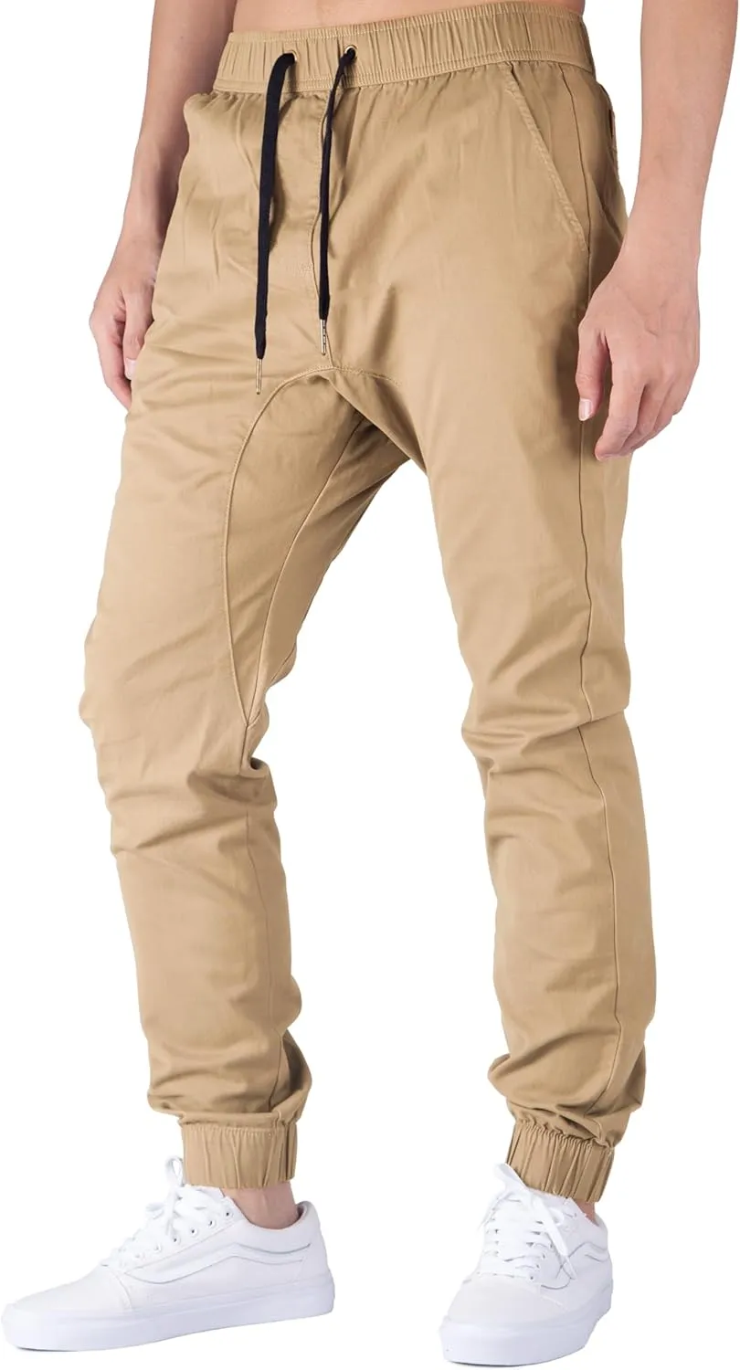 ITALYMORN Khaki Chino Joggers for Men Twill Stretch Casual Pants with Pockets