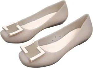 Jelly Ballet Flats for Women Jelly Sandals Water Slides Slip on Loafers Pumps Round Toe No Slip Sole Lightweight Breathable Waterproof Low Top Cute Ballerina Dress Shoes Office Beach Party Vacation
