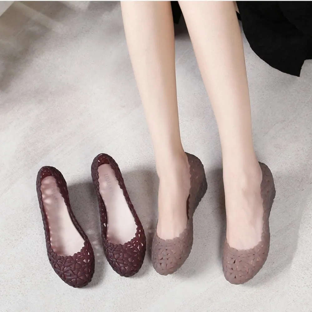 Jelly Mesh Ballet Flats for Women Jelly Wedge Sandals Clear Hollow Water Slides Slip on Loafers No Slip Platform Lightweight Breathable Cute Dressy Ballerina Shoes Summer Beach Party Cruise Vacation