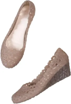 Jelly Mesh Ballet Flats for Women Jelly Wedge Sandals Clear Hollow Water Slides Slip on Loafers No Slip Platform Lightweight Breathable Cute Dressy Ballerina Shoes Summer Beach Party Cruise Vacation