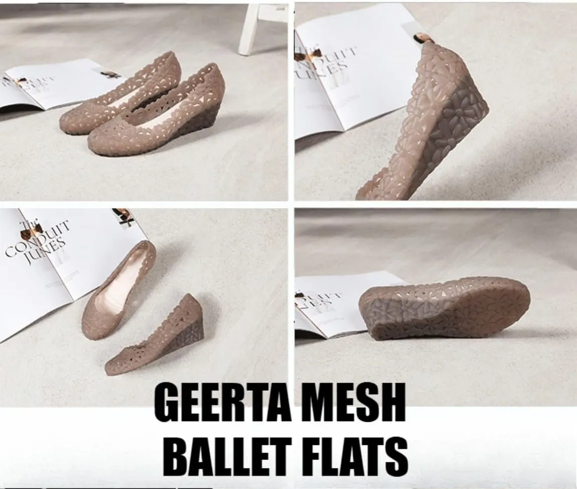 Jelly Mesh Ballet Flats for Women Jelly Wedge Sandals Clear Hollow Water Slides Slip on Loafers No Slip Platform Lightweight Breathable Cute Dressy Ballerina Shoes Summer Beach Party Cruise Vacation