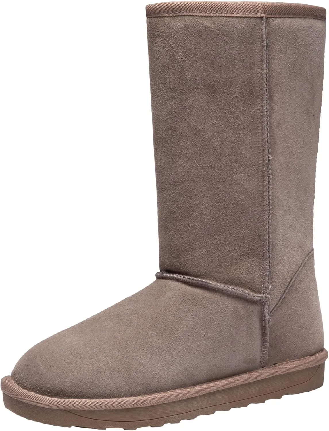 Jeossy Women's Winter Snow Boots, Warm Suede Fur Slip on Mid Calf Plush Fuzzy Tall Shoes