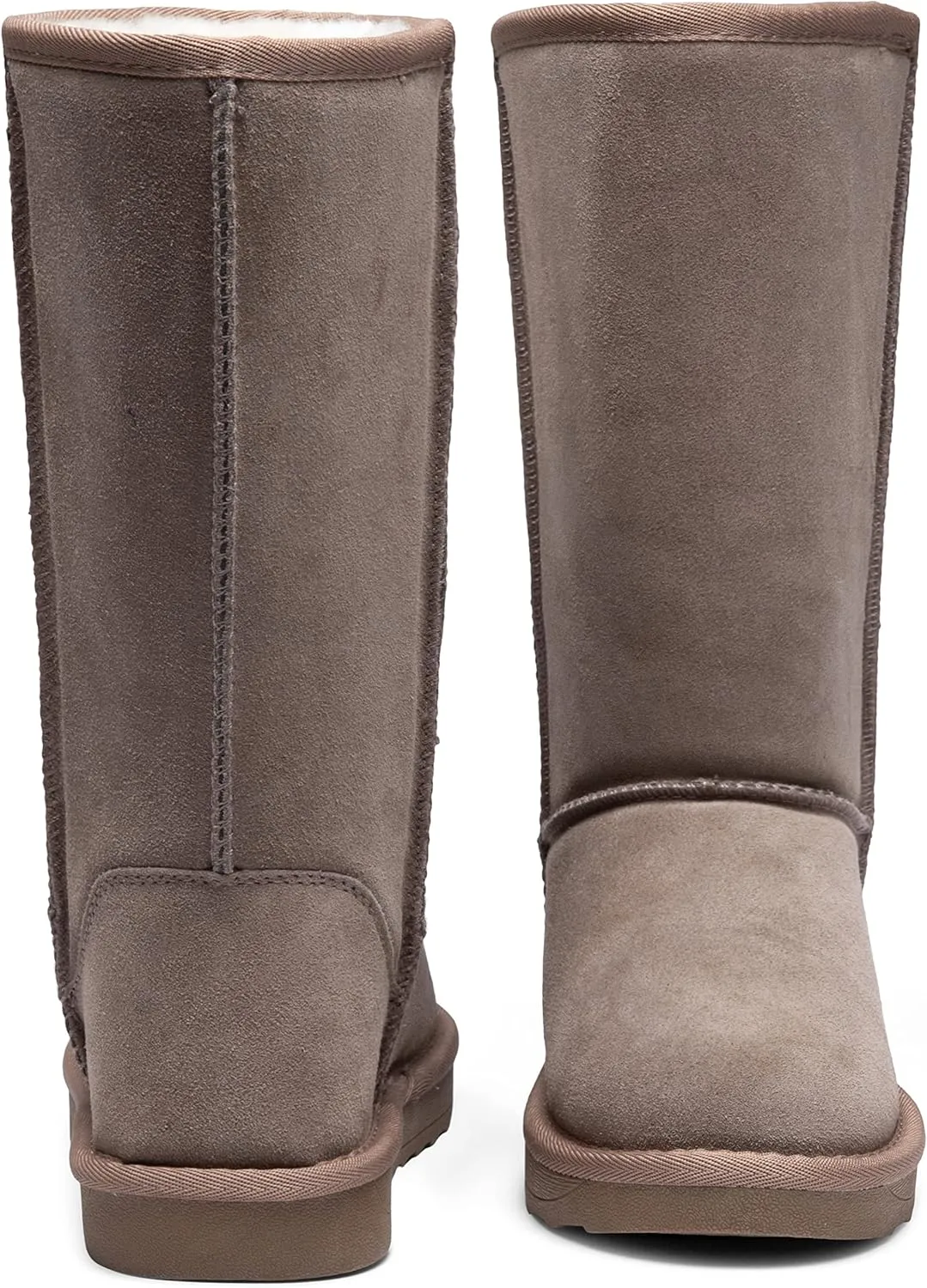 Jeossy Women's Winter Snow Boots, Warm Suede Fur Slip on Mid Calf Plush Fuzzy Tall Shoes