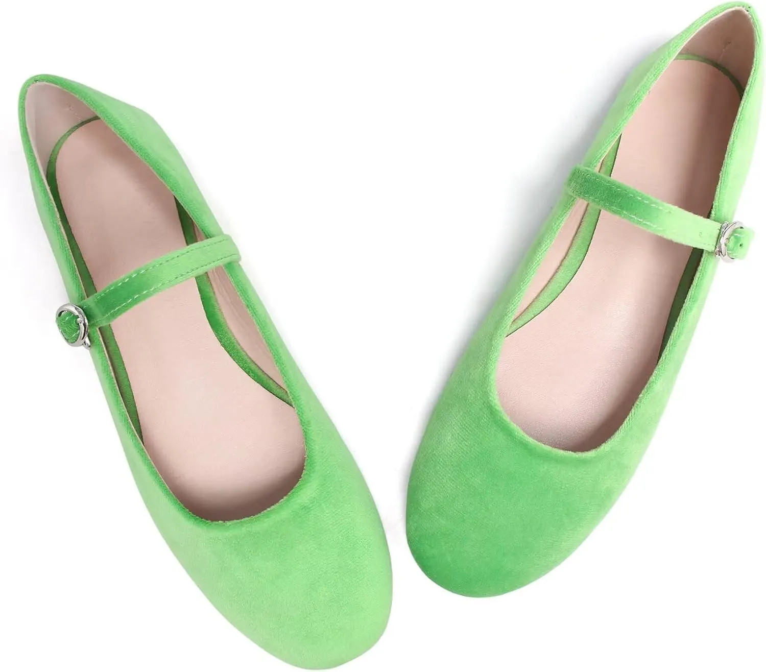 JiangWei Shu Round Toe Flats Dress Mary Jane Shoes Ankle Strap Ballet Flats Comfortable Casual Flats