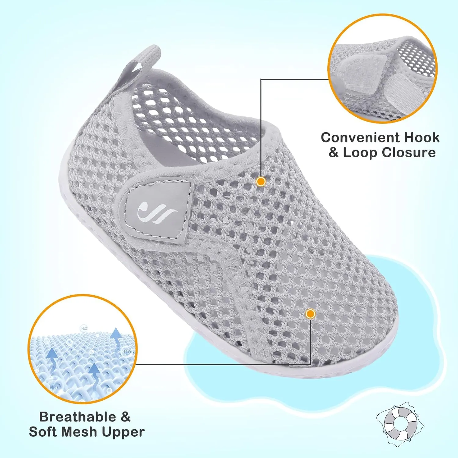 JIASUQI Baby Boys Girls Barefoot Swim Pool Water Shoes Beach Walking Sandals Athletic Sneakers