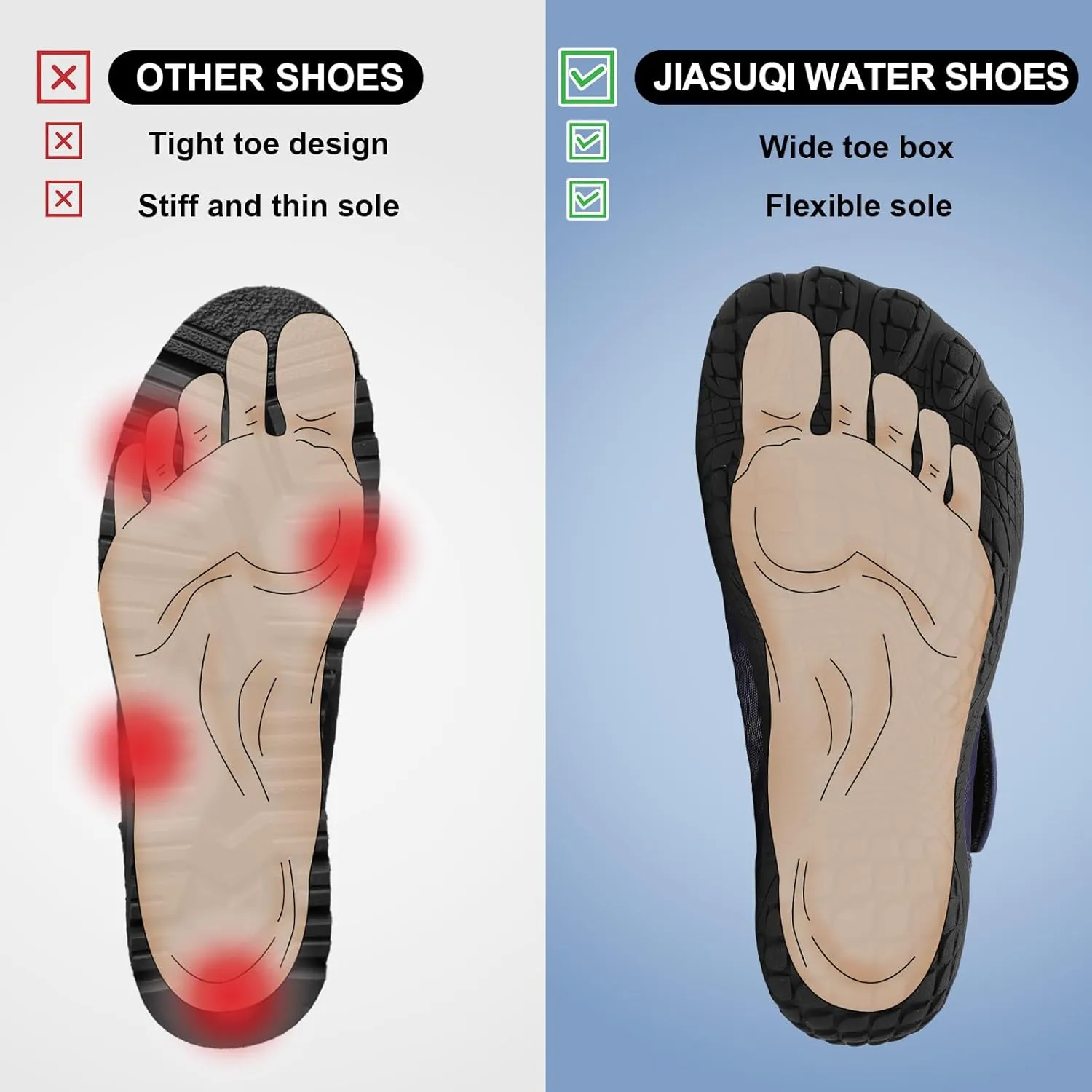 JIASUQI Water Shoes for Men Women Barefoot Swim Beach Shoes Quick Dry Water Sandals Sneakers for Adults