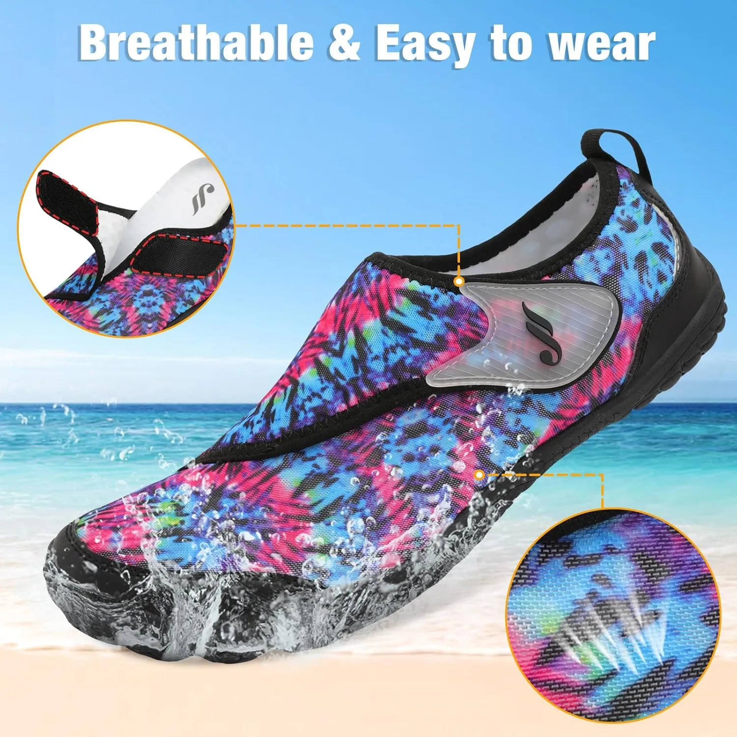 JIASUQI Water Shoes for Men Women Barefoot Swim Beach Shoes Quick Dry Water Sandals Sneakers for Adults