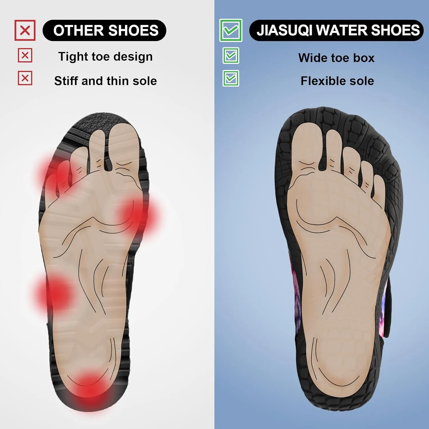 JIASUQI Water Shoes for Men Women Barefoot Swim Beach Shoes Quick Dry Water Sandals Sneakers for Adults