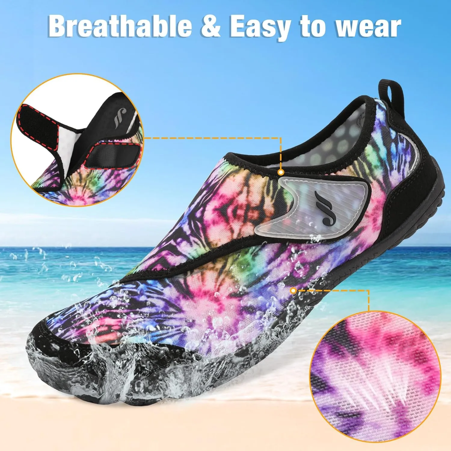 JIASUQI Water Shoes for Men Women Barefoot Swim Beach Shoes Quick Dry Water Sandals Sneakers for Adults