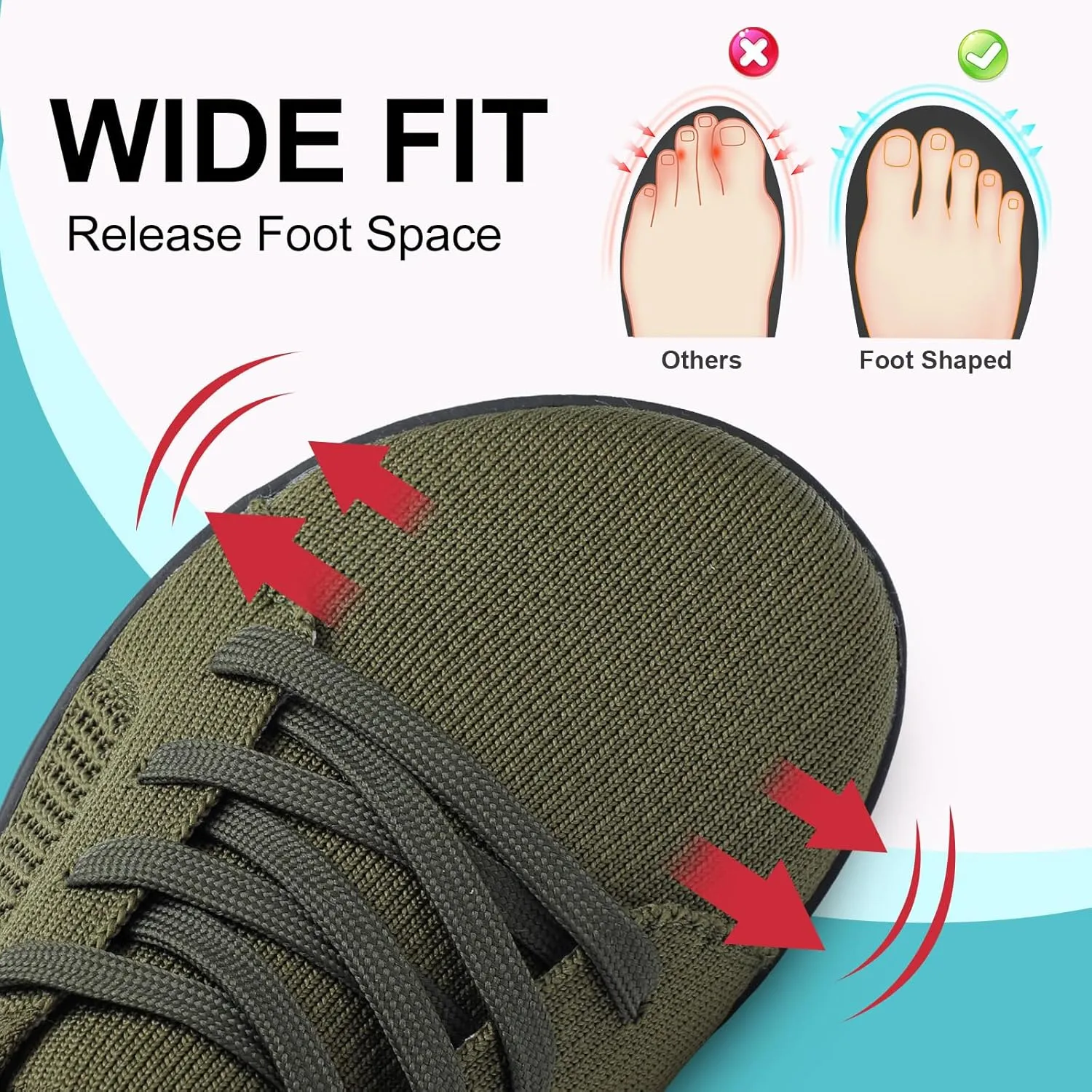 JOINFREE Mens Wide Toe Barefoot Shoes Minimalist Walking Shoes Zero Drop Mesh Workout Sneakers Breathable Casual Running Shoes