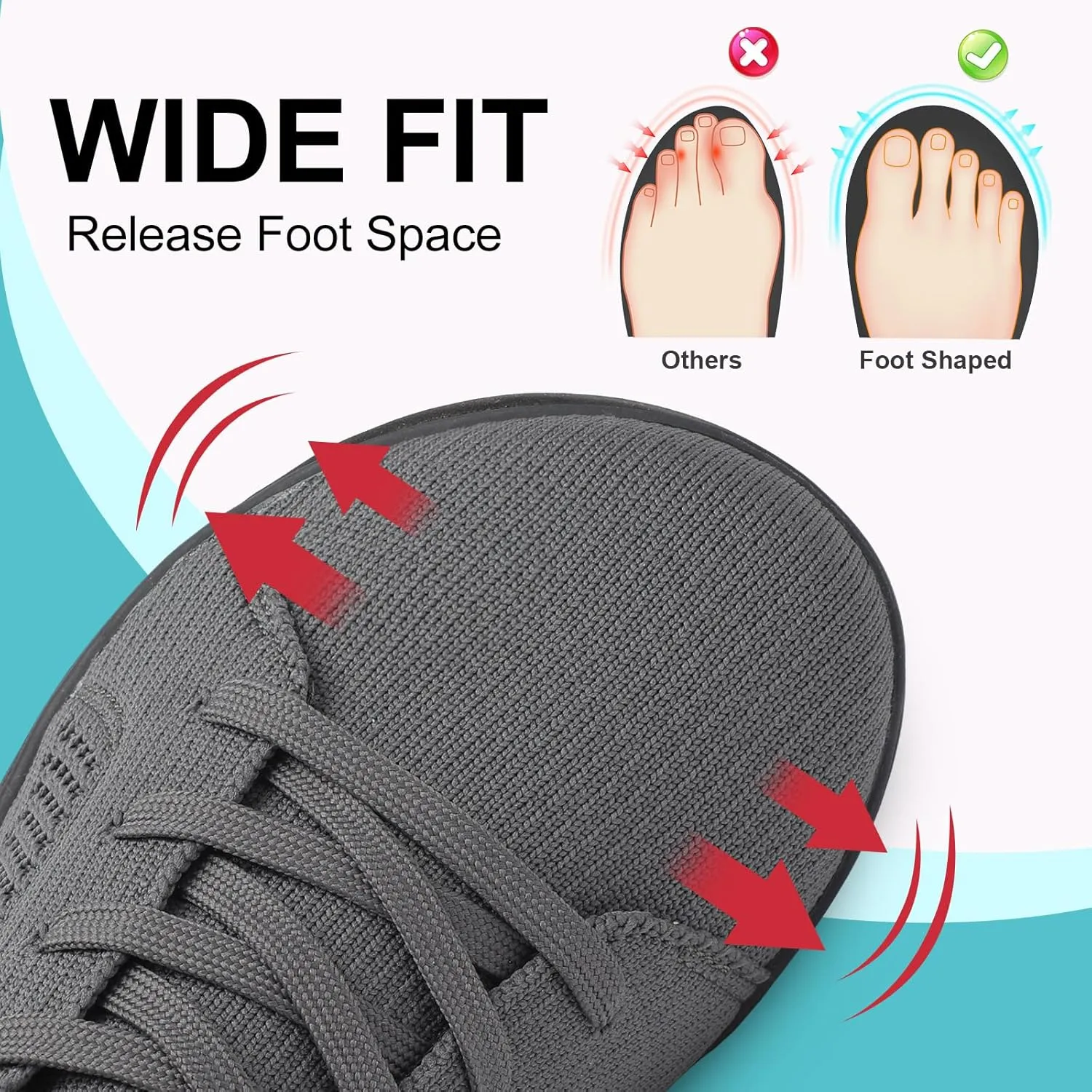JOINFREE Mens Wide Toe Barefoot Shoes Minimalist Walking Shoes Zero Drop Mesh Workout Sneakers Breathable Casual Running Shoes