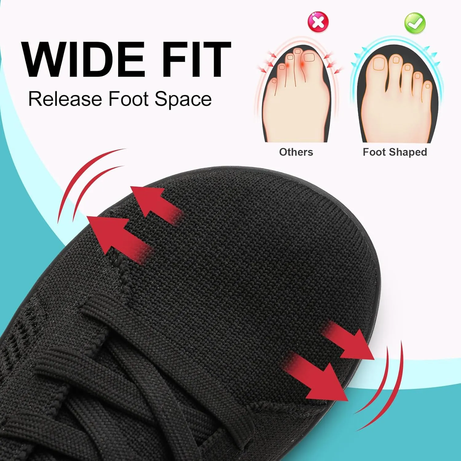 JOINFREE Mens Wide Toe Barefoot Shoes Minimalist Walking Shoes Zero Drop Mesh Workout Sneakers Breathable Casual Running Shoes
