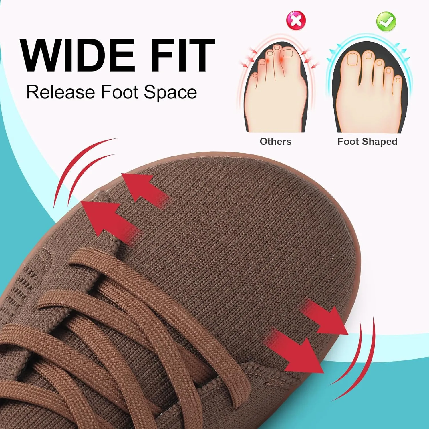 JOINFREE Mens Wide Toe Barefoot Shoes Minimalist Walking Shoes Zero Drop Mesh Workout Sneakers Breathable Casual Running Shoes
