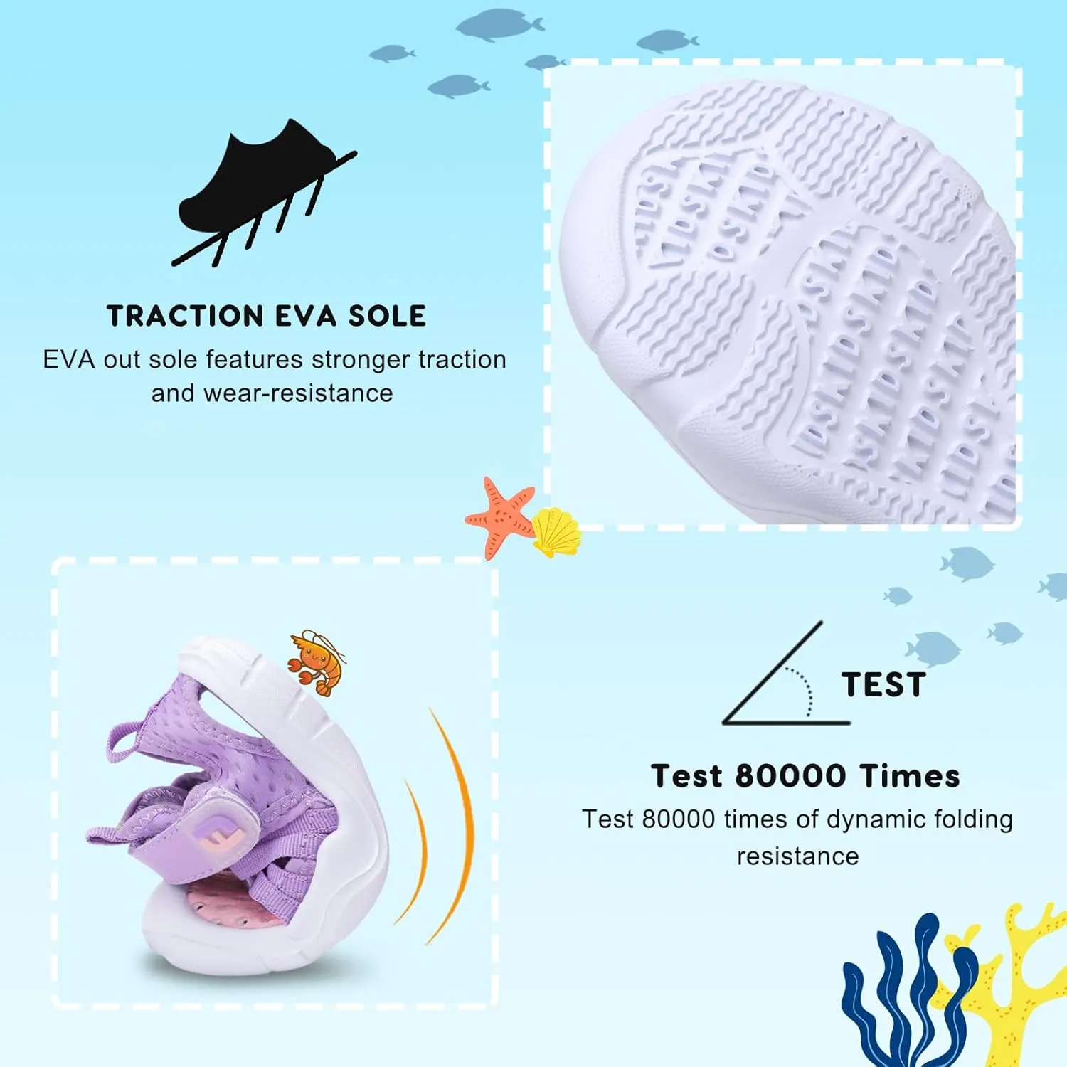 JOINFREE Toddler Boys Girls Water Shoes Breathable Qucik Dry Sport Beach Sandals Lightweight Barefoot Flexible